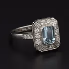 Platinum Aqua and Diamond Ring