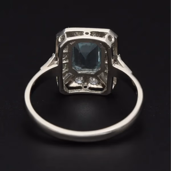 Platinum Aqua and Diamond Ring