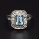 Platinum Aqua and Diamond Ring