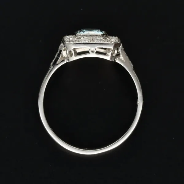 Platinum Aqua and Diamond Ring