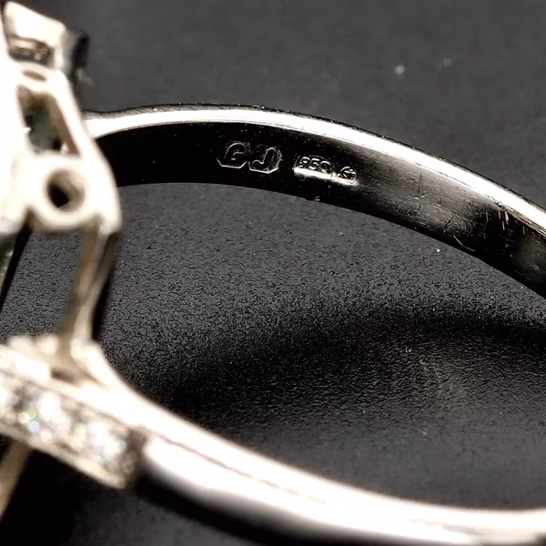 Platinum Aqua and Diamond Ring