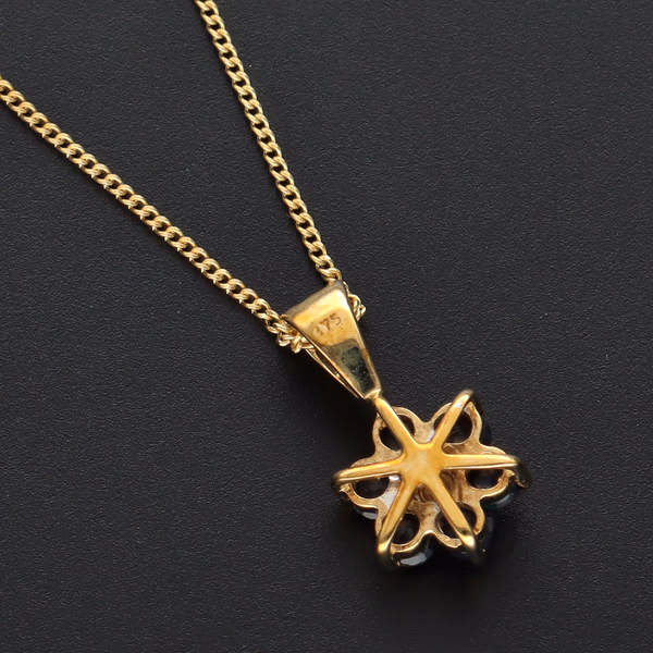 9ct Gold Diamond and Sapphire Pendant and Chain