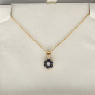 9ct Gold Diamond and Sapphire Pendant and Chain