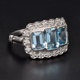 18ct White Gold Aquamarine Diamond Ring