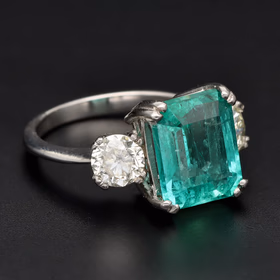 Platinum Emerald & Diamond Trilogy Ring