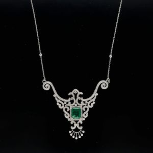 Fabulous Platinum, Diamond and Emerald Necklace