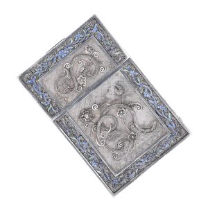 Late Qing Period Silver Filigree and Enamel Card Case