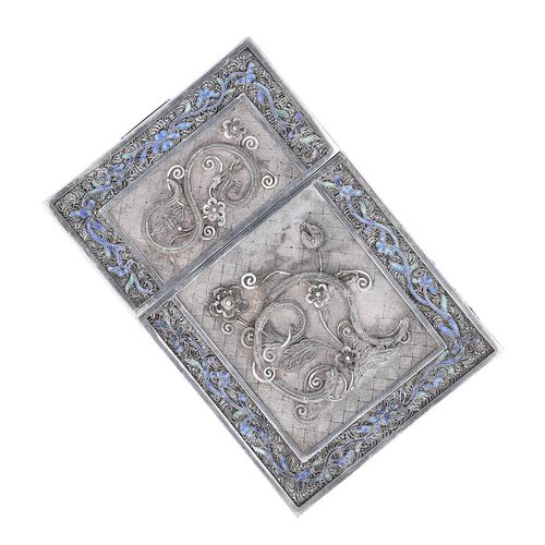 Late Qing Period Silver Filigree and Enamel Card Case image-1