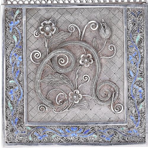Late Qing Period Silver Filigree and Enamel Card Case image-2