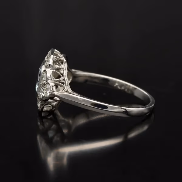 Aquamarine and Diamond Platinum Ring