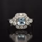 Aquamarine and Diamond Platinum Ring
