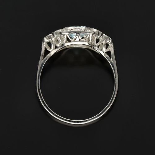 Aquamarine and Diamond Platinum Ring image-6