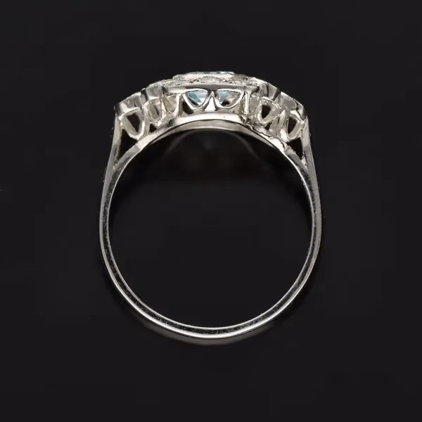 Aquamarine and Diamond Platinum Ring