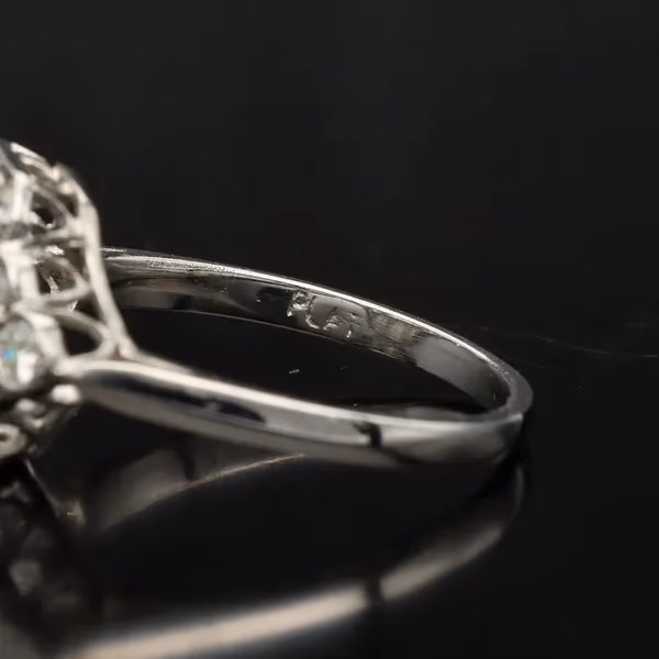 Aquamarine and Diamond Platinum Ring