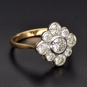 18ct Gold & Platinum Diamond Cluster Ring