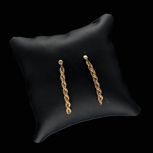 Vintage 9ct Gold Rope Earrings image-1