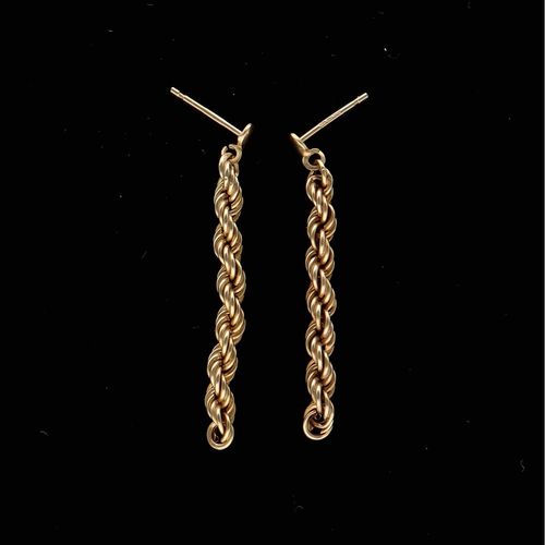 Vintage 9ct Gold Rope Earrings image-2