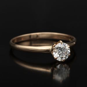 10k Gold Round Brilliant Cut Diamond Solitaire Ring