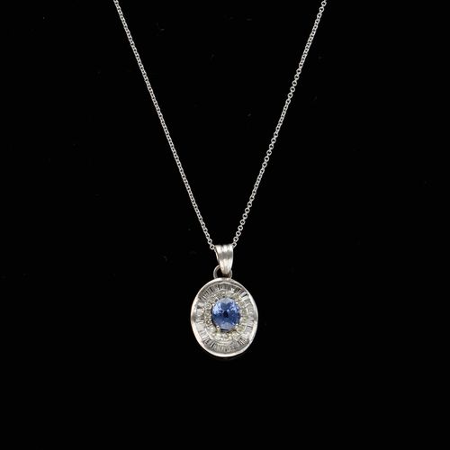 18ct Gold Sapphire and Diamond Pendant Necklace image-1