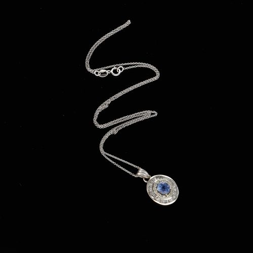 18ct Gold Sapphire and Diamond Pendant Necklace image-3