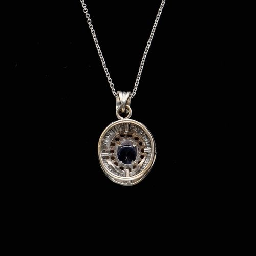 18ct Gold Sapphire and Diamond Pendant Necklace image-6