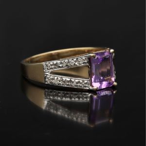 Gold Amethyst Diamond Ring