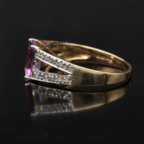 Gold Amethyst Diamond Ring image-3