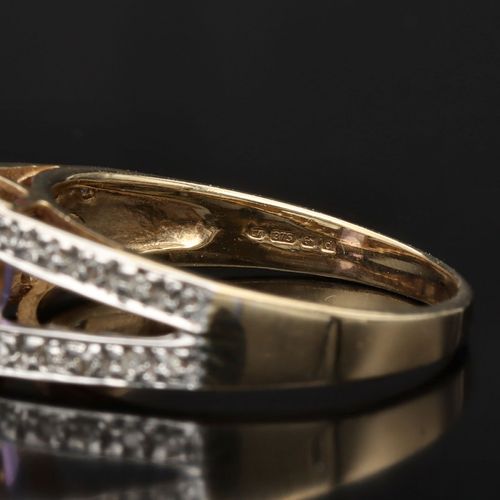 Gold Amethyst Diamond Ring image-4