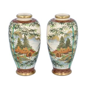 Pair of Meiji Period Satsuma Vases