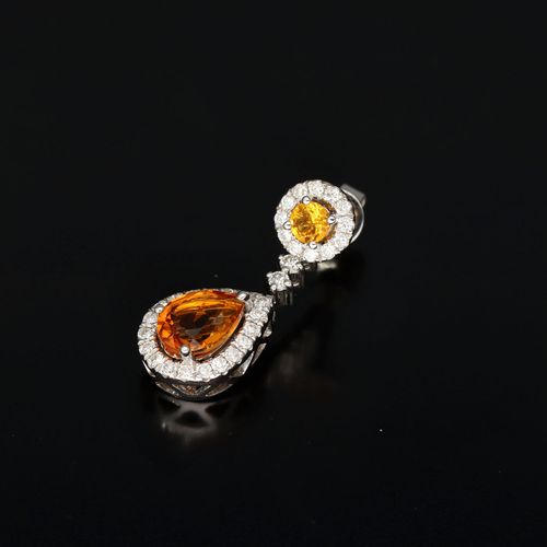 18ct Gold Diamond and Citrine Drop or Stud Earrings image-3