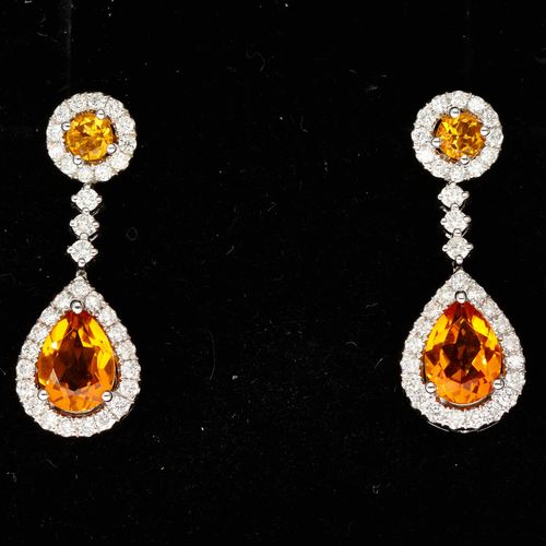18ct Gold Diamond and Citrine Drop or Stud Earrings image-2