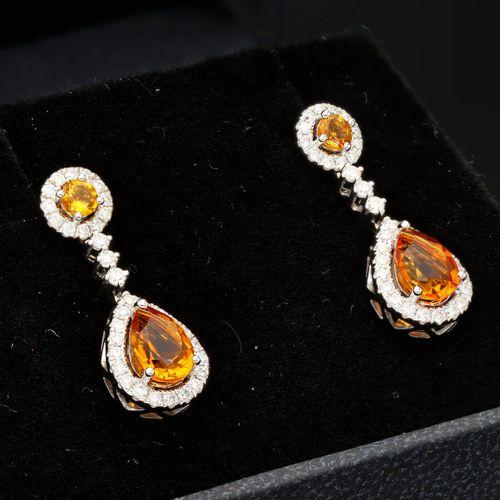 18ct Gold Diamond and Citrine Drop or Stud Earrings image-1
