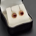 Pair 9ct Gold Garnet Hallmarked Earings
