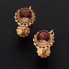 Pair 9ct Gold Garnet Hallmarked Earings