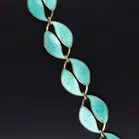 Sterling Silver & Emerald Green Enamel Double Leaf Necklace