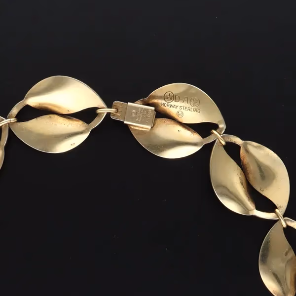 Sterling Silver & Emerald Green Enamel Double Leaf Necklace