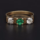 14ct Gold Emerald and Diamond Ring