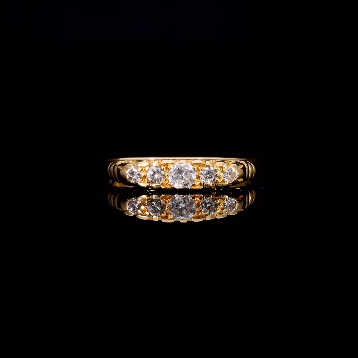 360° view of The Vintage Five Diamond Scrollwork Ring