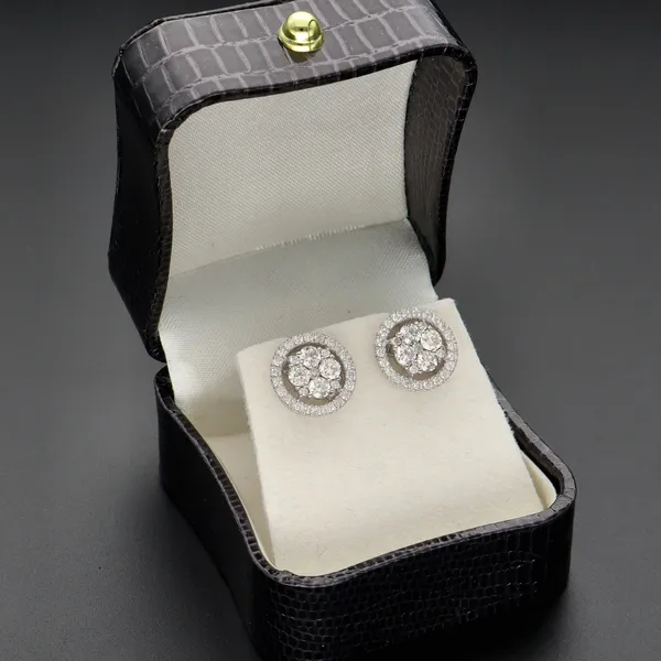 14ct White Gold Diamond Earrings