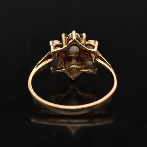Gold Opal Garnet Ring. London 1975 image-3