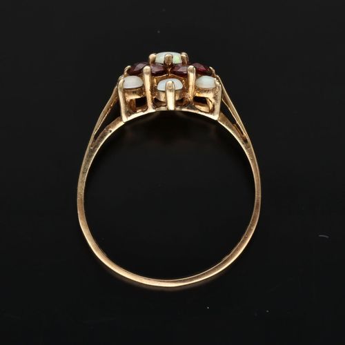 Gold Opal Garnet Ring. London 1975 image-6