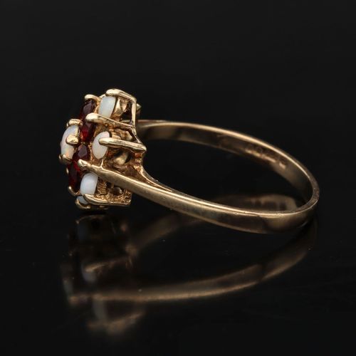 Gold Opal Garnet Ring. London 1975 image-4