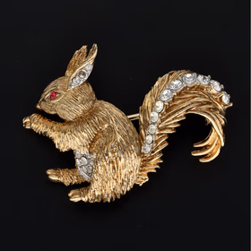 22ct Gold Plated Squirrel Brooch