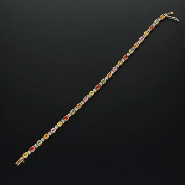 9ct Yellow Gold Multi Coloured Stones Bracelet