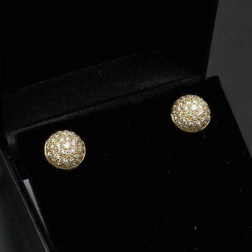 Pair of 18ct Gold Diamond Domed Cluster Earrings image-1