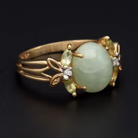 Jade Peridot Diamond Ring