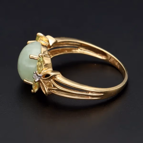 Jade Peridot Diamond Ring