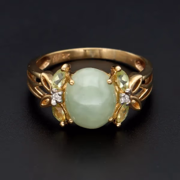 Jade Peridot Diamond Ring