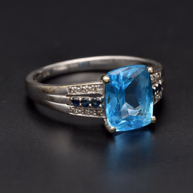 9ct Gold Topaz Sapphire and Diamond Ring