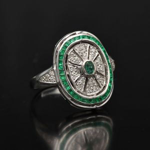 Unusual 18ct Gold Emerald and Diamond Ring
